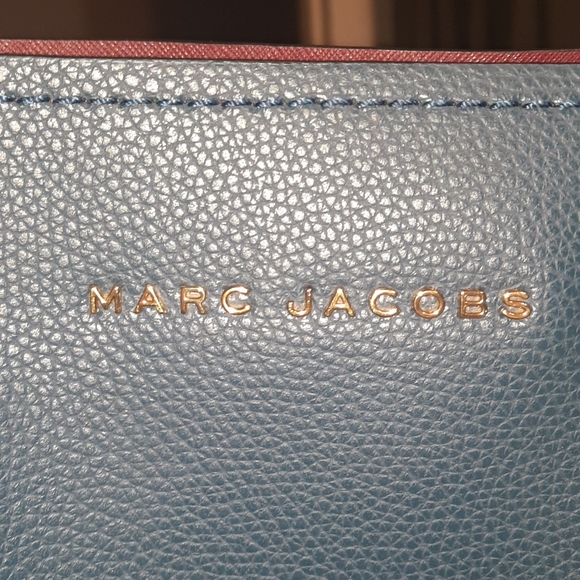 MARC JACOBS Editor Leather Tote Bag Blue Sea Navy Red Everyday Versatile Classic - Picture 6 of 16